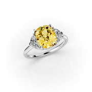 4.09tcw Yellow OVAL Lab Grown Diamond with Cadillac cut Solitaire  Wedding Ring   | IGI Certified