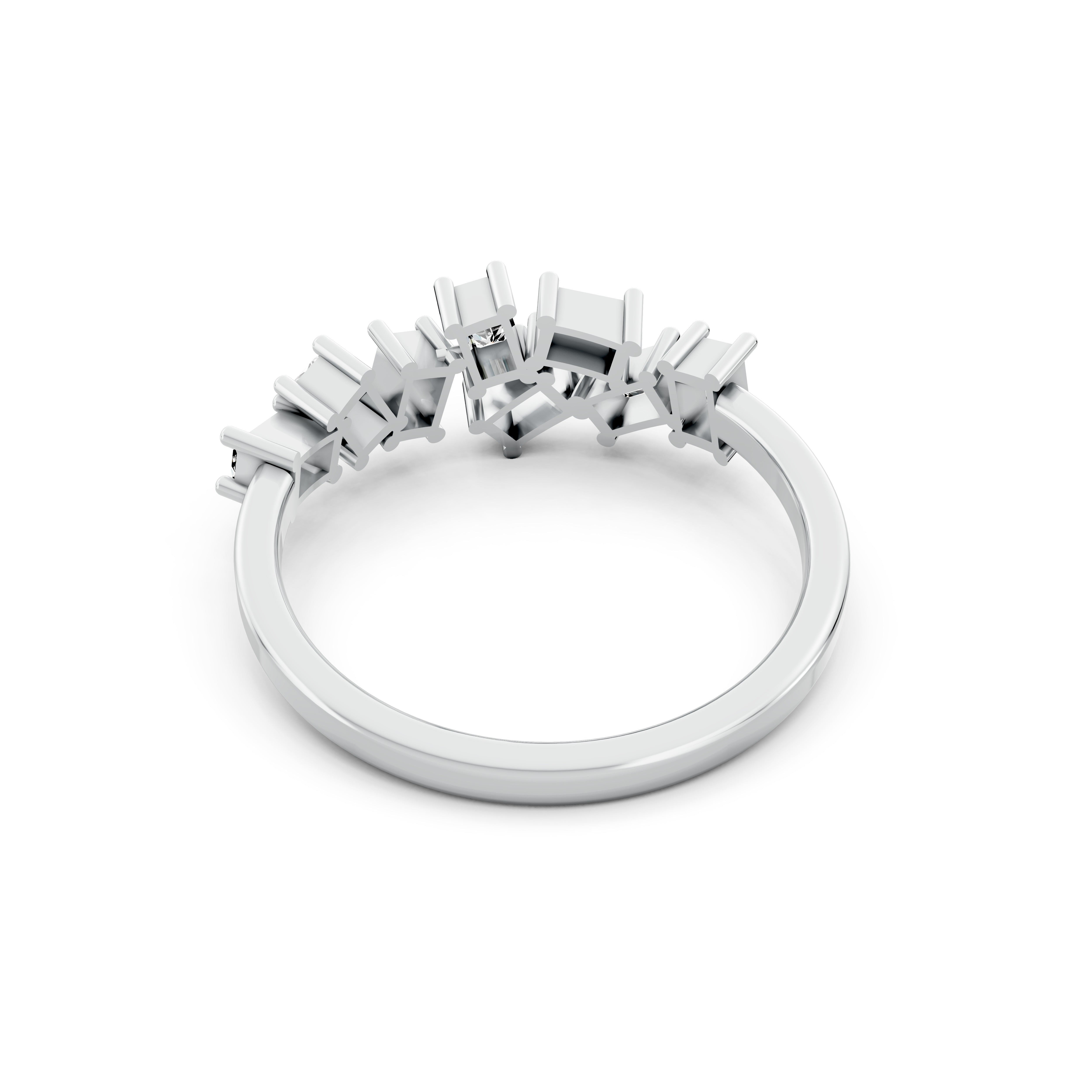 Baguette Lab Grown Diamond Engagement Ring | Basket Set Side Stones
