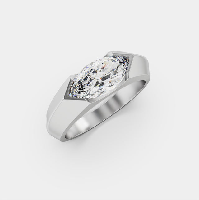 1ct Marquise Lab Diamond East-West Solitaire Ring | IGI Certified |