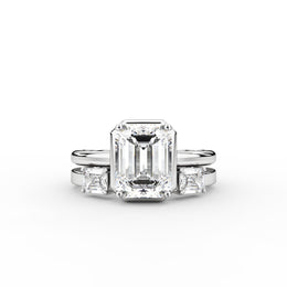 2.28tct Emerald Lab Grown Diamond Bezel Engagement Ring with Toi Et Moi Ring Combo Ring | IGI Certified | Custom Gold