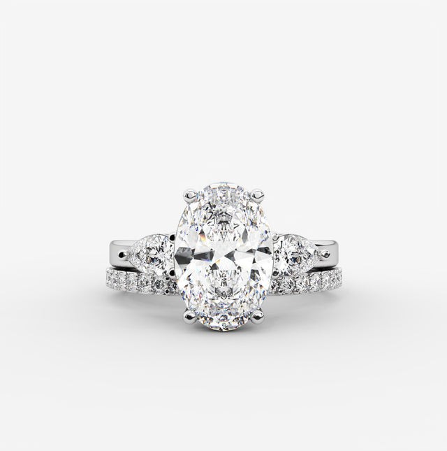 2.48tct Oval Lab Grown Diamond Solitaire Engagement Ring with Toi Et Moi Ring Combo Ring | IGI Certified | Custom Gold