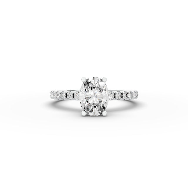 1.35ct Oval Lab Grown Diamond Engagement Ring | Hidden Halo | IGI Certified