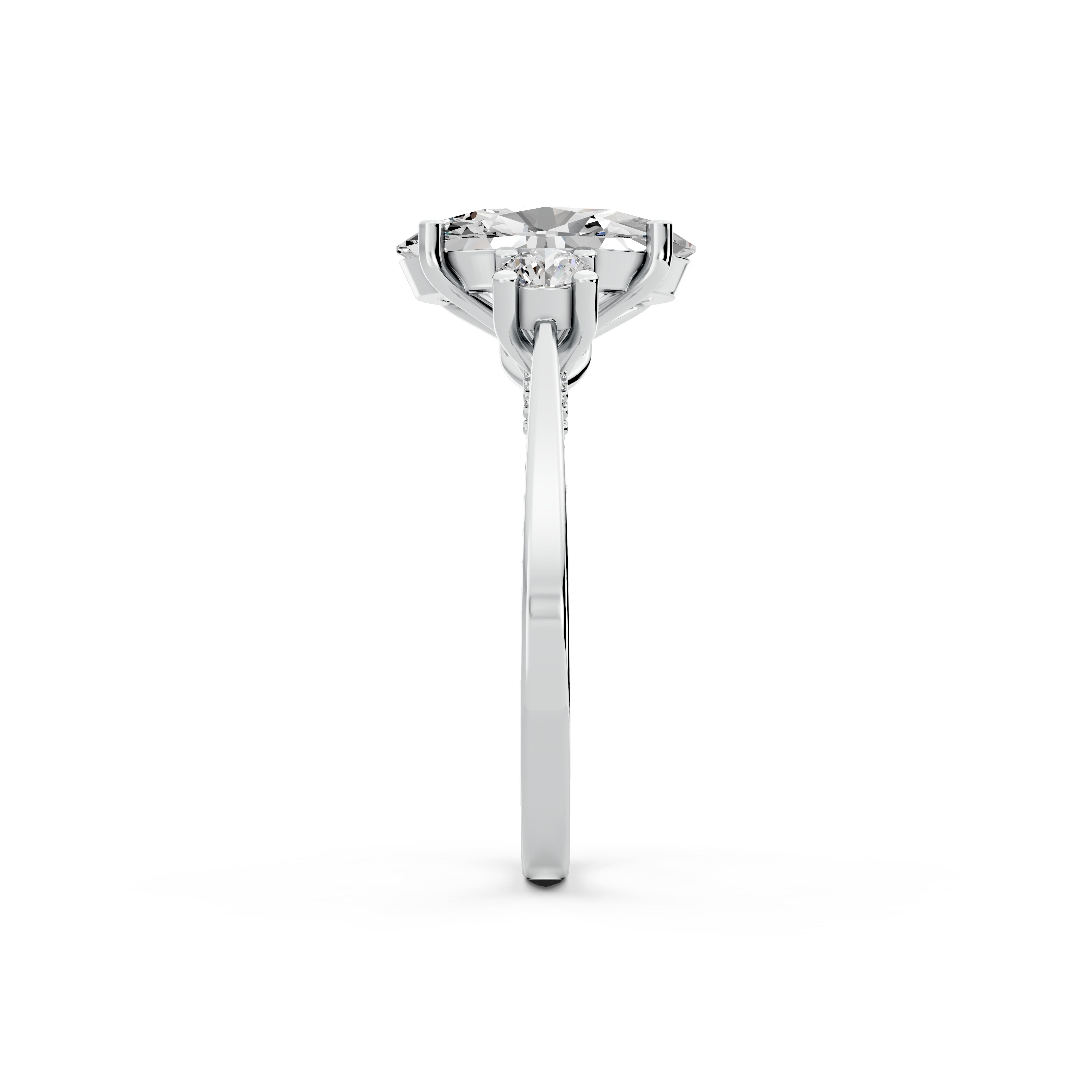 Oval 3.02tcw Lab Diamond Engagement Ring | Three Stone | D-E-F, VVS-VS Clarity | Custom Gold |