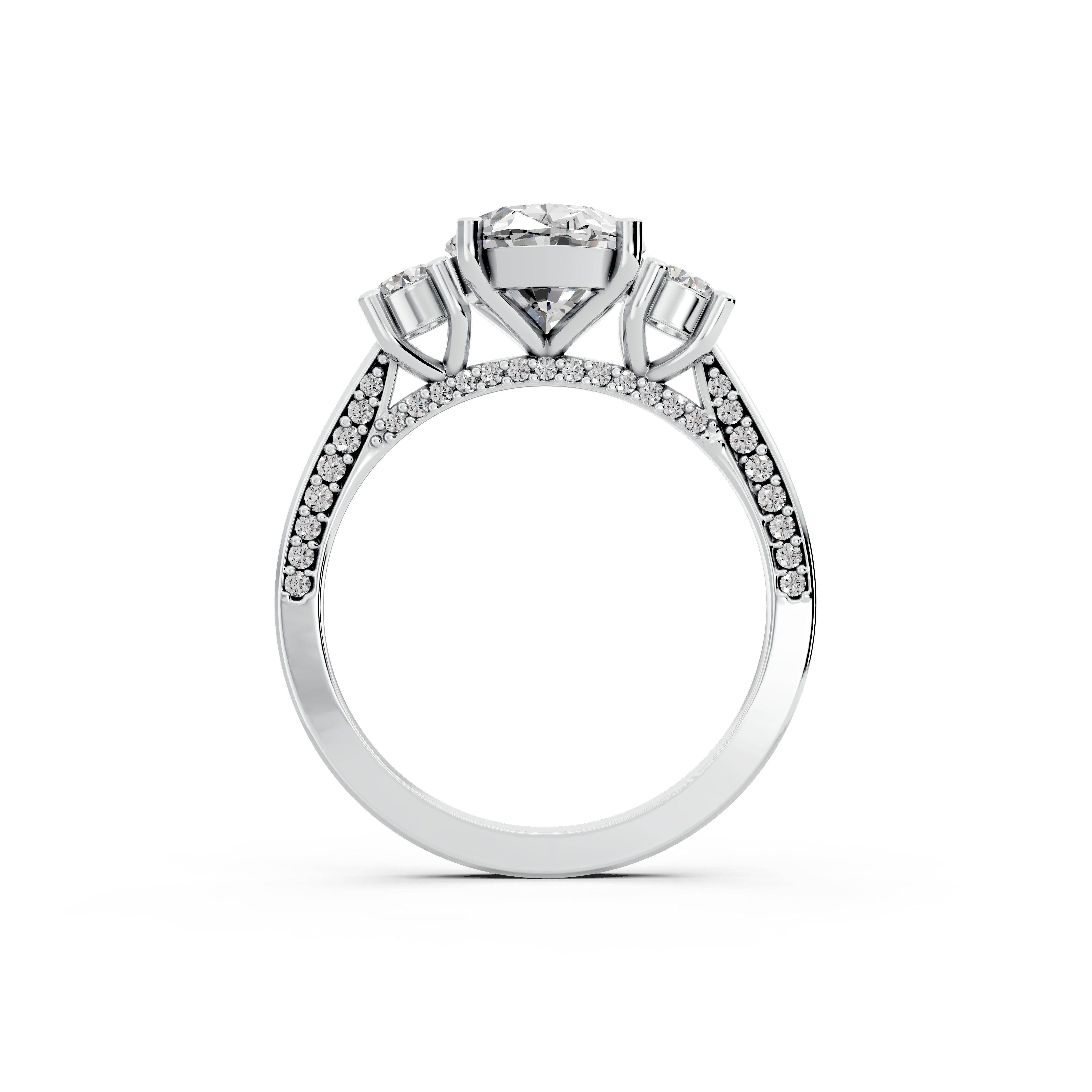 Oval 3.02tcw Lab Diamond Engagement Ring | Three Stone | D-E-F, VVS-VS Clarity | Custom Gold |