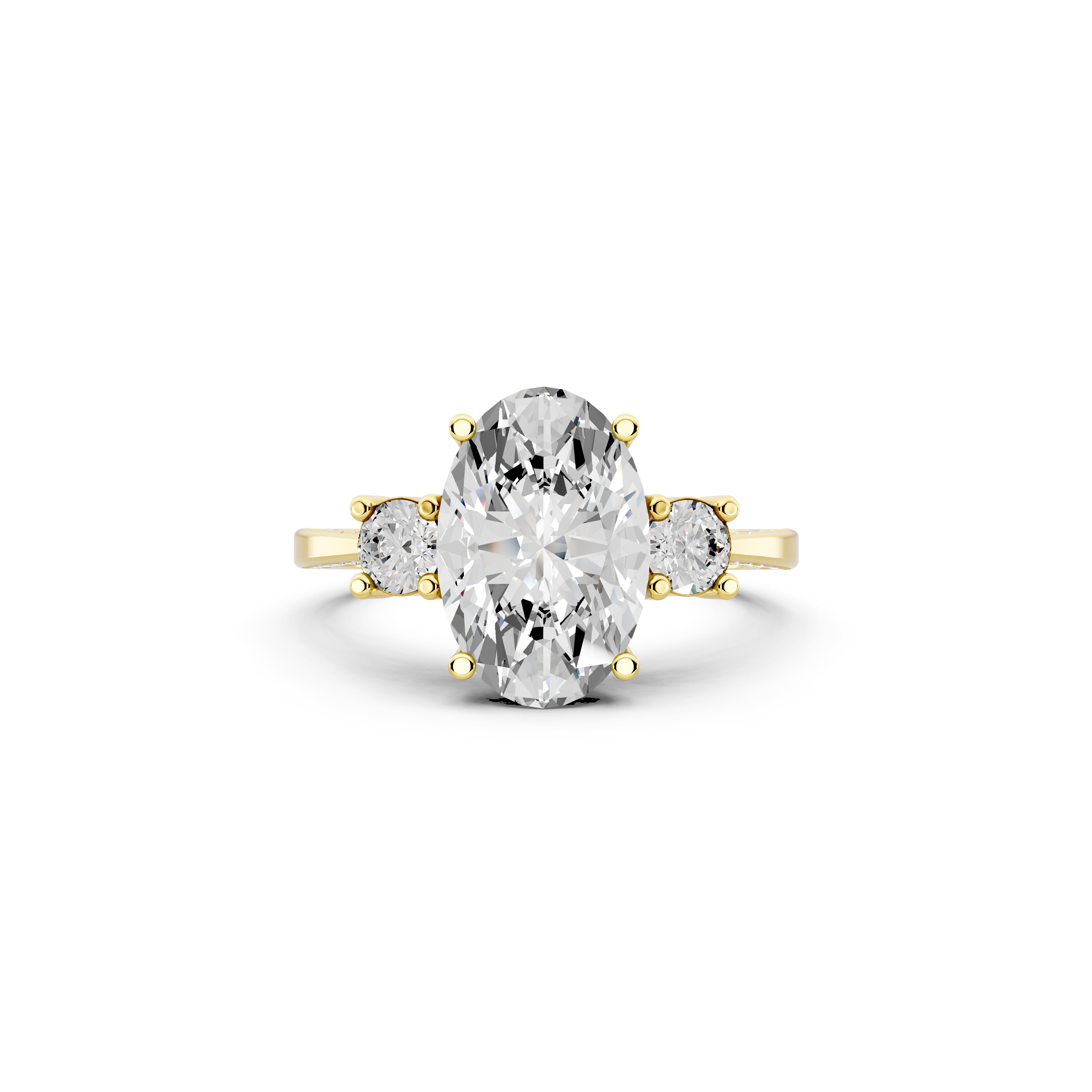 Oval 3.02tcw Lab Diamond Engagement Ring | Three Stone | D-E-F, VVS-VS Clarity | Custom Gold |