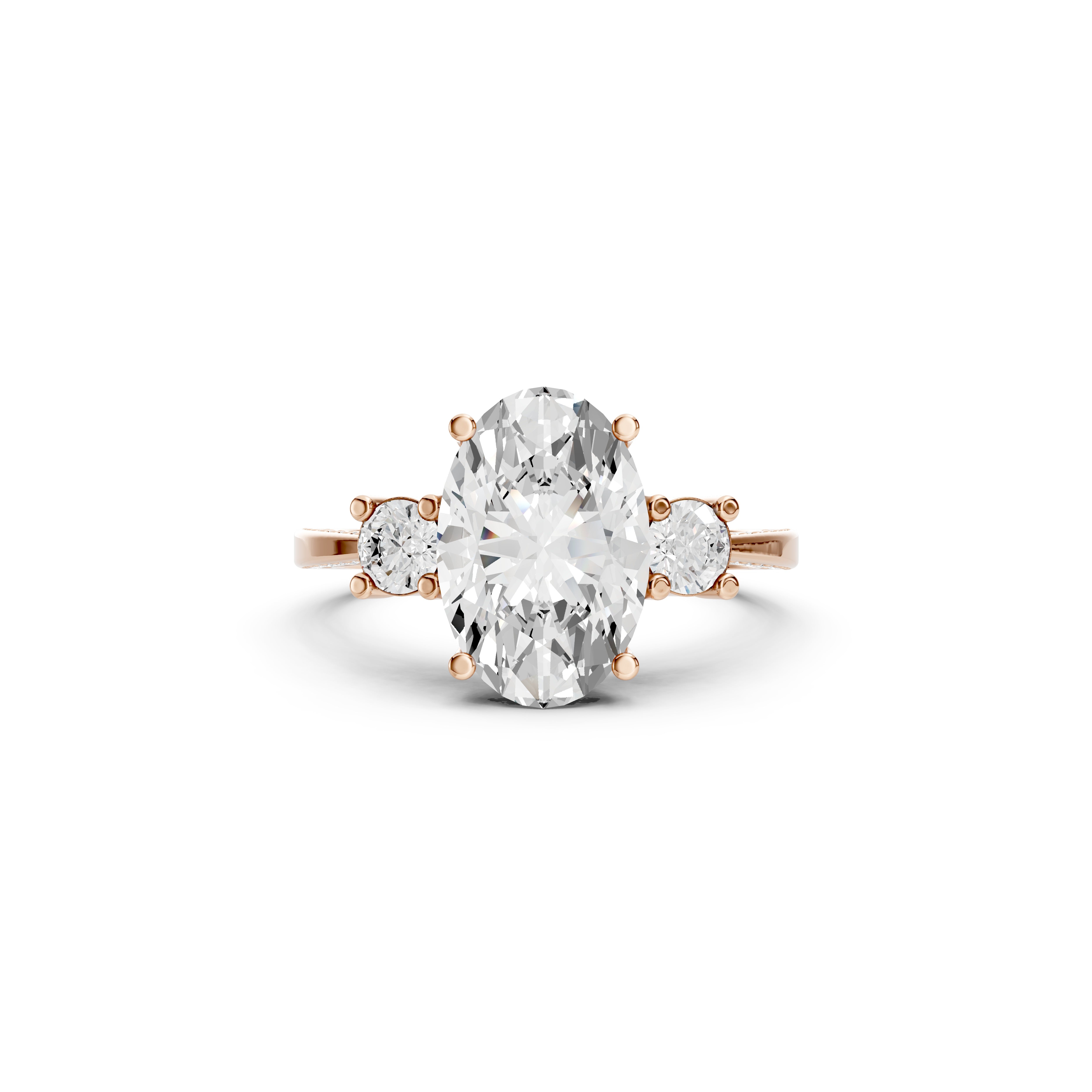Oval 3.02tcw Lab Diamond Engagement Ring | Three Stone | D-E-F, VVS-VS Clarity | Custom Gold |