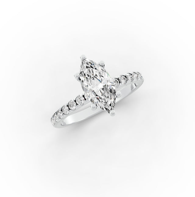 1.35ct Marquise Lab Grown Diamond Engagement Ring | Hidden Halo | IGI Certified