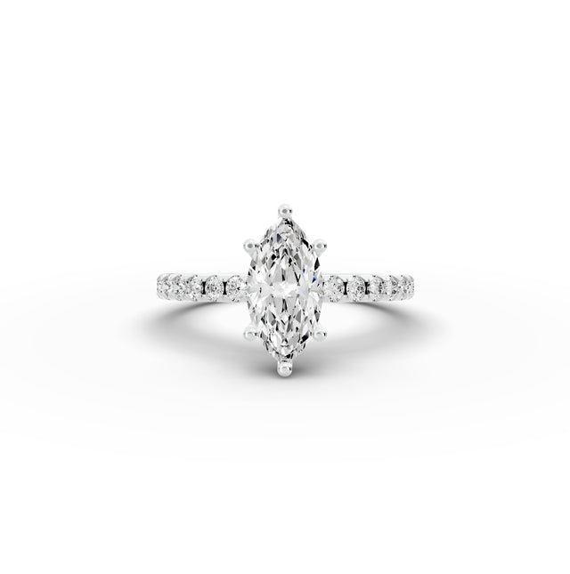 1.35ct Marquise Lab Grown Diamond Engagement Ring | Hidden Halo | IGI Certified