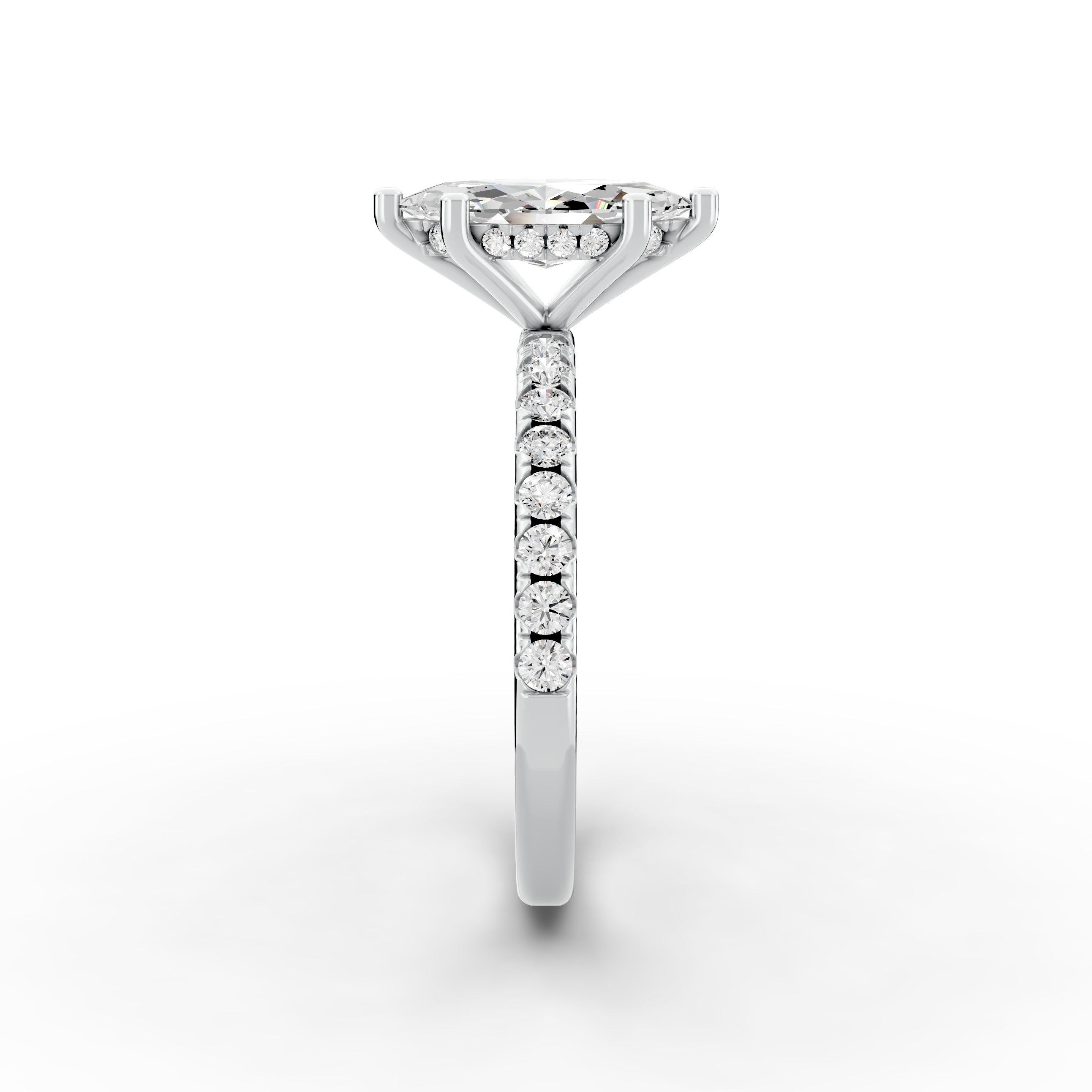 1.35ct Marquise Lab Grown Diamond Engagement Ring | Hidden Halo | IGI Certified