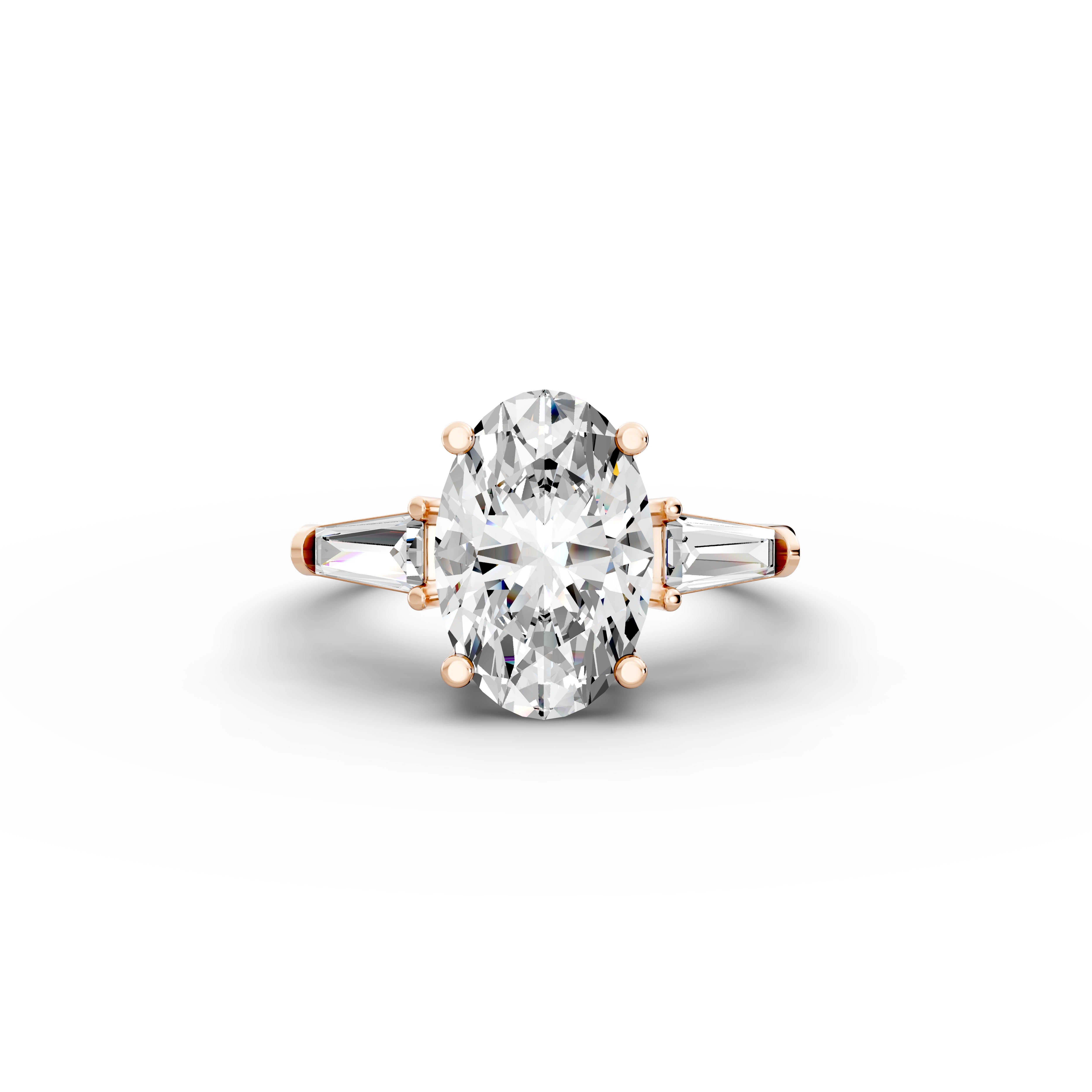 Oval 2.90tcw Lab Diamond Engagement Ring | Ethical 3-Stone | D-E-F, VVS-VS Clarity | IGI | Custom Gold |