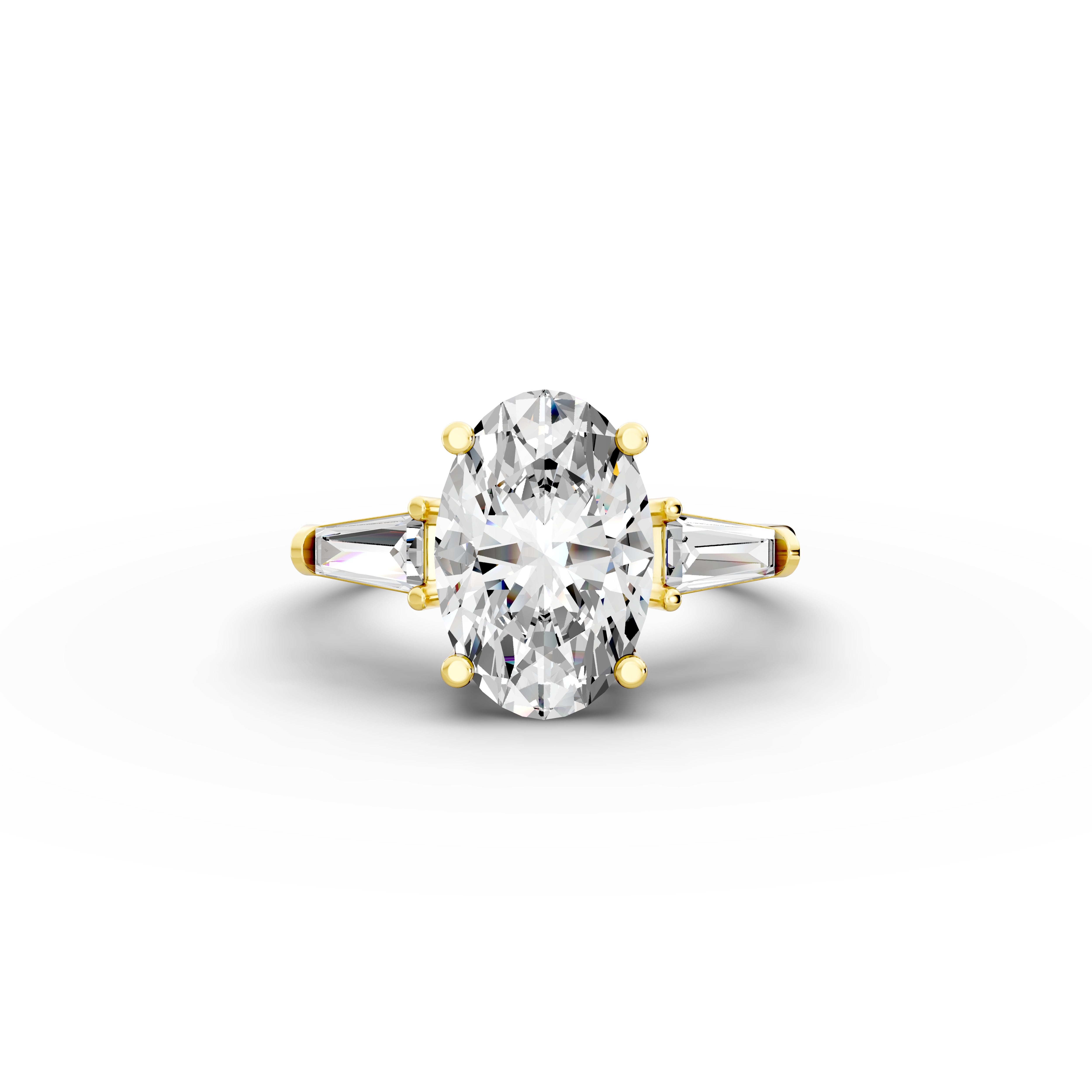 Oval 2.90tcw Lab Diamond Engagement Ring | Ethical 3-Stone | D-E-F, VVS-VS Clarity | IGI | Custom Gold |