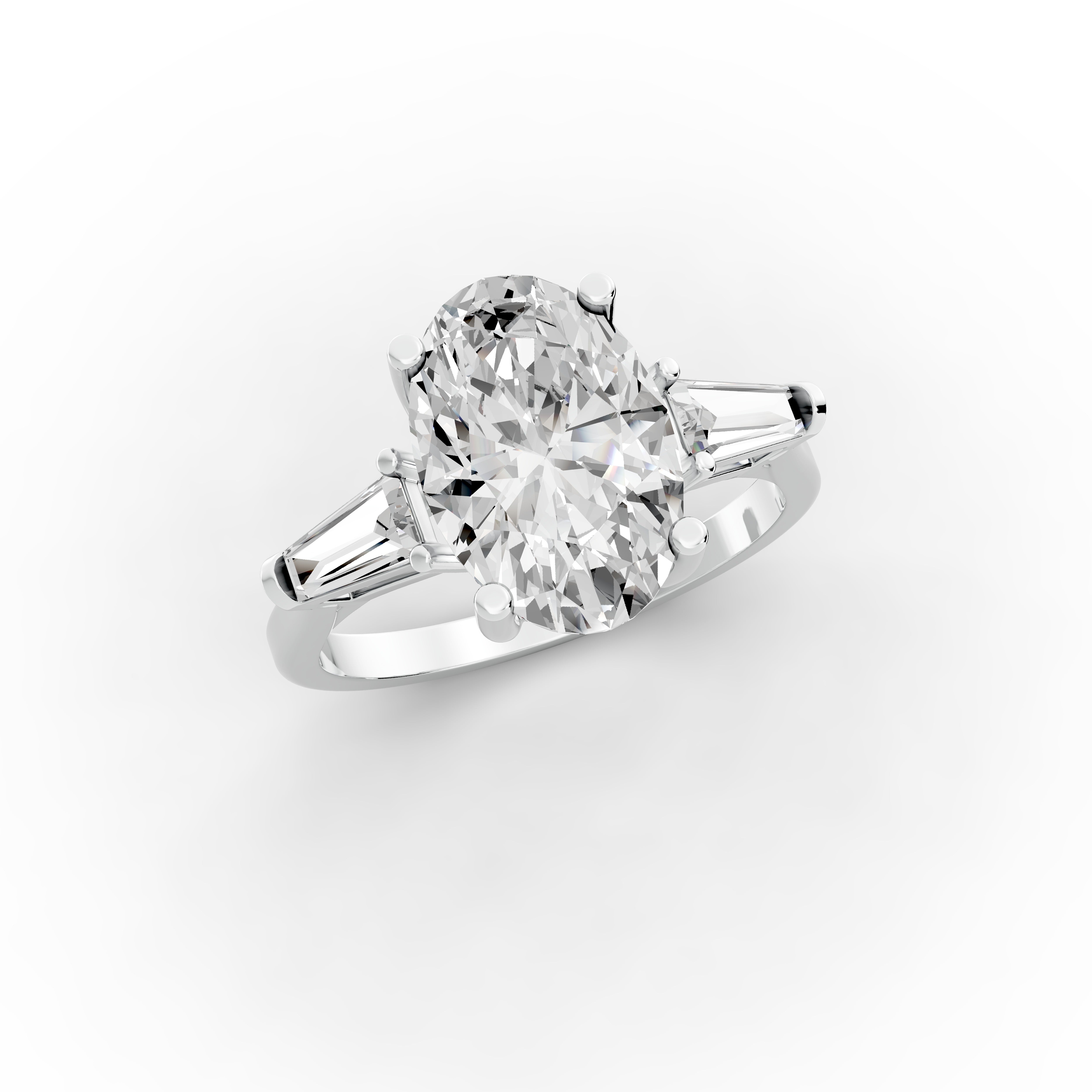 Oval 2.90tcw Lab Diamond Engagement Ring | Ethical 3-Stone | D-E-F, VVS-VS Clarity | IGI | Custom Gold |
