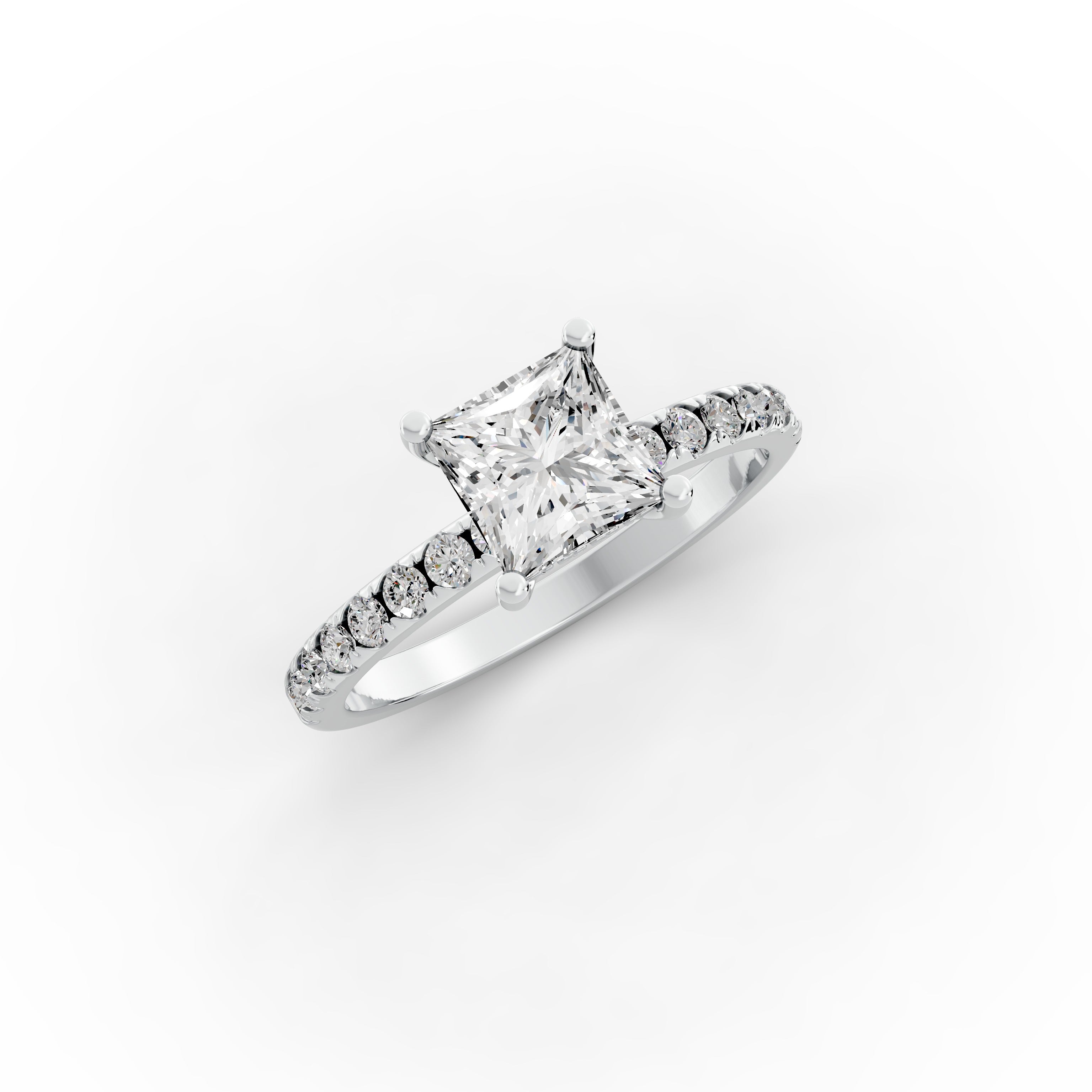 1.35ct Princess Lab Grown Diamond Engagement Ring | Hidden Halo | IGI Certified