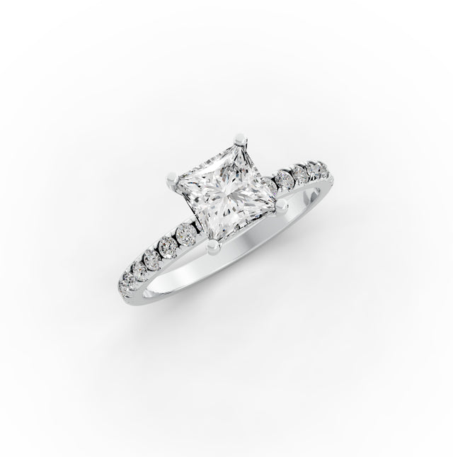 1.35ct Princess Lab Grown Diamond Engagement Ring | Hidden Halo | IGI Certified