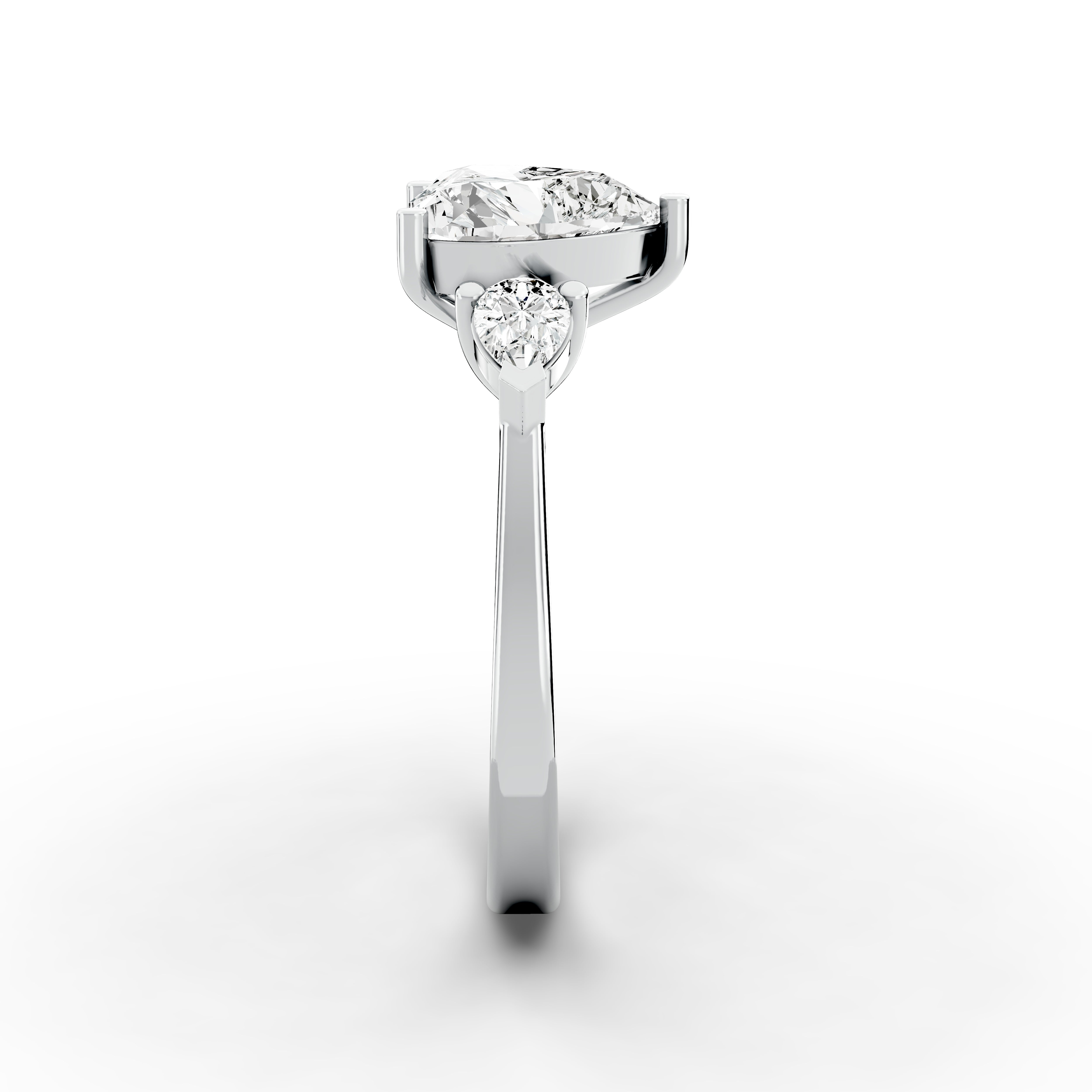 Heart 2.33tcw Lab Diamond Engagement Ring | Ethical 3-Stone | IGI | Custom Gold Setting |
