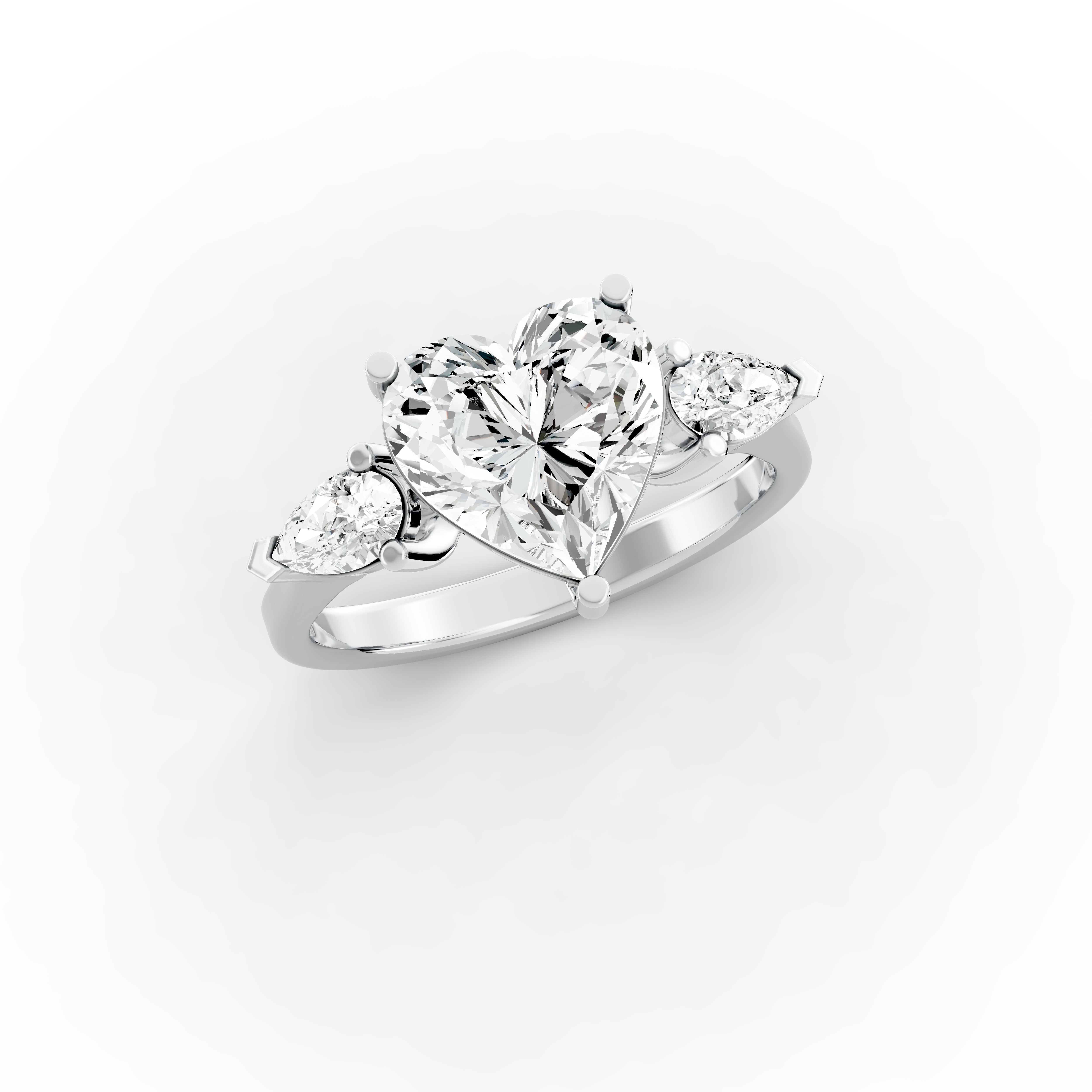 Heart 2.33tcw Lab Diamond Engagement Ring | Ethical 3-Stone | IGI | Custom Gold Setting |