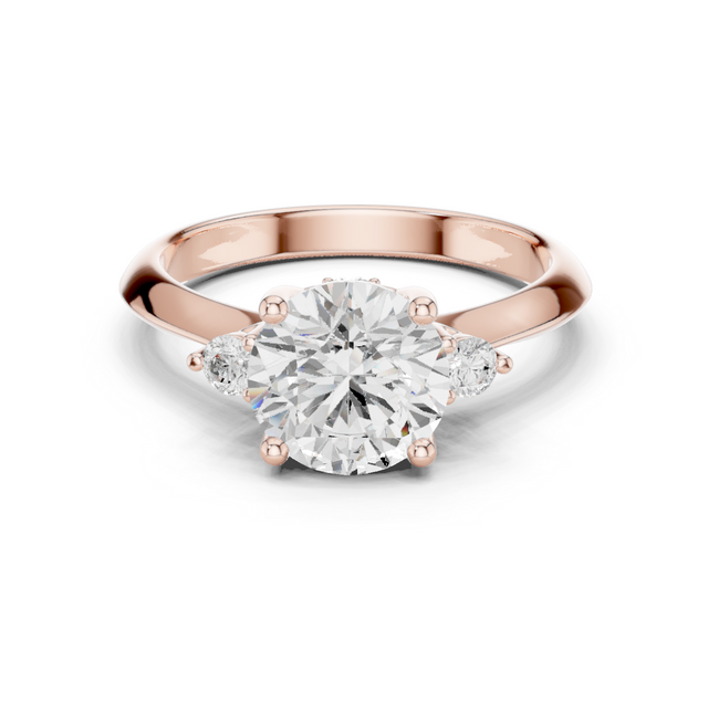 1.46tcw Round Lab Grown Diamond Royal Side Stone Engagement Ring | IGI Certified | Ethical & Custom