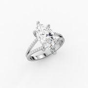 3.05tct Marquise Lab Diamond Engagement Ring with Half pave set band | IGI Certified | Custom Gold |