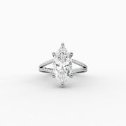 3.05tct Marquise Lab Diamond Engagement Ring with Half pave set band | IGI Certified | Custom Gold |