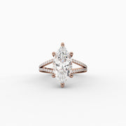 3.05tct Marquise Lab Diamond Engagement Ring with Half pave set band | IGI Certified | Custom Gold |
