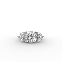 3.77tct Cushion Square Lab Diamond Baguette Accents Engagement Ring | IGI Certified | Custom Gold |