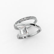 3.77tct Cushion Square Lab Diamond Baguette Accents Engagement Ring | IGI Certified | Custom Gold |