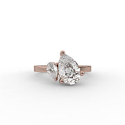 Pear Moissanite Diamond Toi Et Moi Engagement Ring, Tilted Pear Ring, Solid Gold Anniversary Ring, You & Me Ring