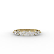 Oval Moissanite Diamond Wedding Band, Alternating Diamond Wedding Band, Half Eternity Band, Anniversary Gift Band