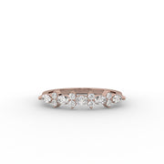 Oval Moissanite Diamond Wedding Band, Alternating Diamond Wedding Band, Half Eternity Band, Anniversary Gift Band