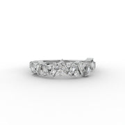 Round Moissanite And Custom Baguette Moissanite Diamond Wedding Ring, Half Eternity Band Diamond Ring.