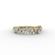 Round Moissanite And Custom Baguette Moissanite Diamond Wedding Ring, Half Eternity Band Diamond Ring.