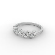 Round Moissanite And Custom Baguette Moissanite Diamond Wedding Ring, Half Eternity Band Diamond Ring.