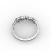 Round Moissanite And Custom Baguette Moissanite Diamond Wedding Ring, Half Eternity Band Diamond Ring.