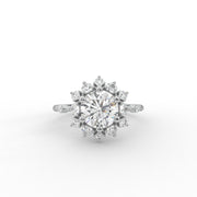 1.00 CT Round Moissanite Diamond Engagement Ring, Floral Design Diamond Ring.