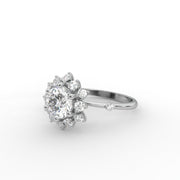 1.00 CT Round Moissanite Diamond Engagement Ring, Floral Design Diamond Ring.