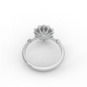 1.00 CT Round Moissanite Diamond Engagement Ring, Floral Design Diamond Ring.