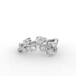Multi Moissanite Diamond Engagement Ring, Nature Inspired Half Eternity Diamond Ring.