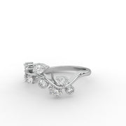 Multi Moissanite Diamond Engagement Ring, Nature Inspired Half Eternity Diamond Ring.