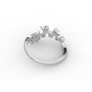 Multi Moissanite Diamond Engagement Ring, Nature Inspired Half Eternity Diamond Ring.
