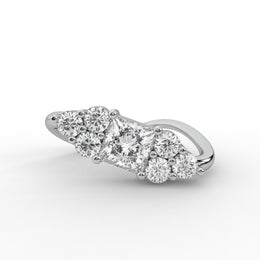1.75tcw Princess Moissanite  Diamond Engagement Ring, Elegant Vintage Curve Band Diamond Ring