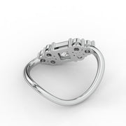 1.75tcw Princess Moissanite  Diamond Engagement Ring, Elegant Vintage Curve Band Diamond Ring