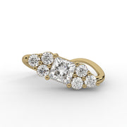 1.75tcw Princess Moissanite  Diamond Engagement Ring, Elegant Vintage Curve Band Diamond Ring