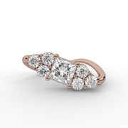 1.75tcw Princess Moissanite  Diamond Engagement Ring, Elegant Vintage Curve Band Diamond Ring