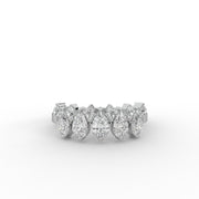 1.15 CT Pear Moissanite Diamond Engagement Ring, Half Eternity Diamond Ring.