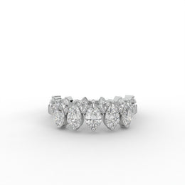 1.15 CT Pear Moissanite Diamond Engagement Ring, Half Eternity Diamond Ring.