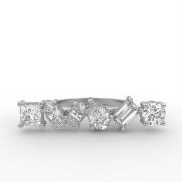 1.75 CT Multi Moissanite Diamond Engagement Ring, Cluster Set Band Moissanite Diamond Ring.