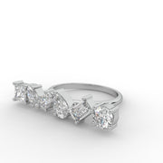 1.75 CT Multi Moissanite Diamond Engagement Ring, Cluster Set Band Moissanite Diamond Ring.