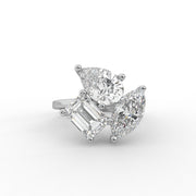 3.00 CT Three Stone Moissanite Diamond Engagement Ring, Modern Cluster Diamond Ring.