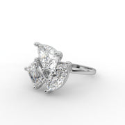3.00 CT Three Stone Moissanite Diamond Engagement Ring, Modern Cluster Diamond Ring.