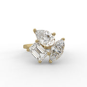 3.00 CT Three Stone Moissanite Diamond Engagement Ring, Modern Cluster Diamond Ring.